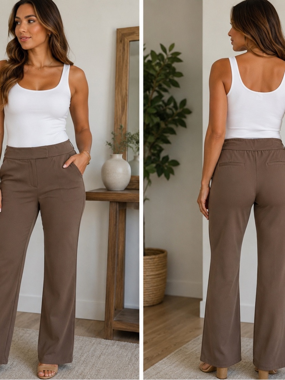 Halara High-Rise Wide-Leg Pants in Brown